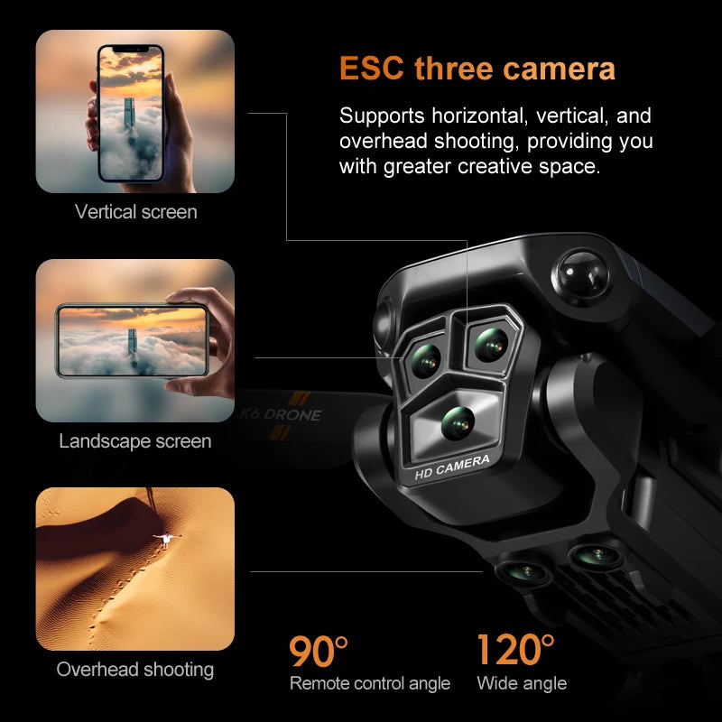 2023 New K6 Max RC Drone Three Camera 4K Professional