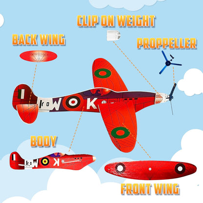 Bedwina Glider Planes Bulk 12-Pack 8-Inch Bomber Airplane Gliders for Kids
